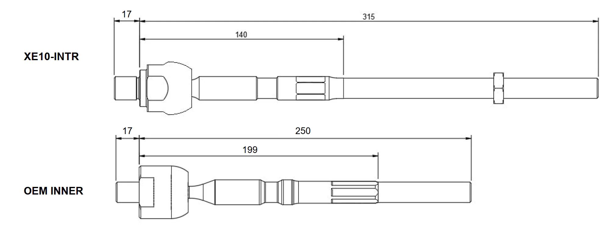 Lexus IS300 Super Lock Replacement Inner Tie Rod - SOLD INDIVIDUALLY - Image 4