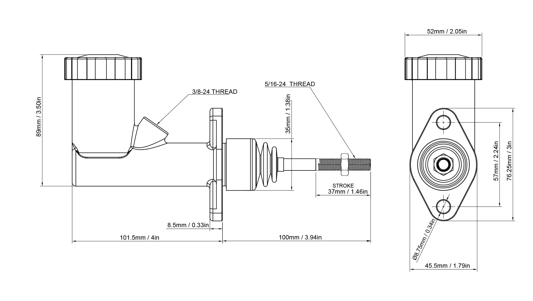 Stand-alone 7/8" internal reservoir master cylinder - Image 3